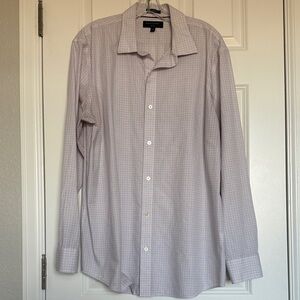 Banana Republic Men's Subtle Checkered Dress Shirt - Light Gray